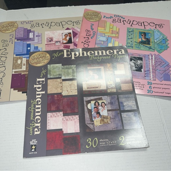Lot Of 3 PAPER PIZAZZ - 12" x 12" - PATTERNED THEMED PAPER BOOKS - 18-30 Sheets - Picture 1 of 11